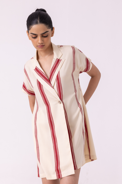 Amy Red Striped Blazer Dress