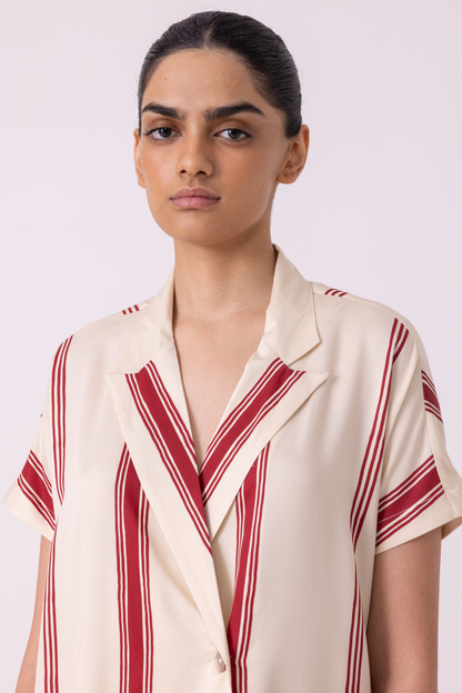 Amy Red Striped Blazer Dress