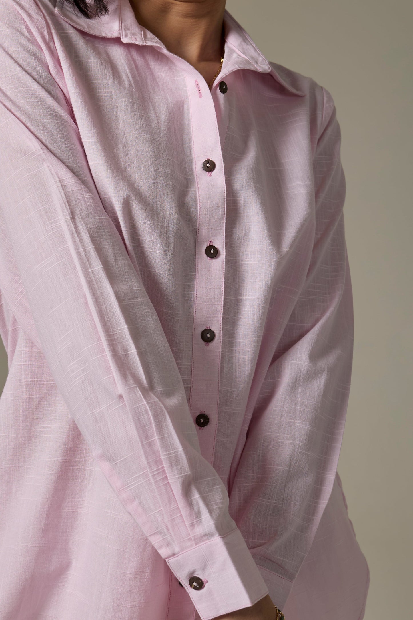 Pearl Pink Cotton Slub Shirt