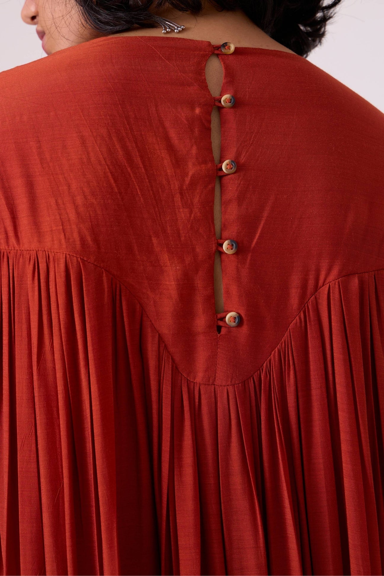 Zorka Rust Cupro Maxi Dress