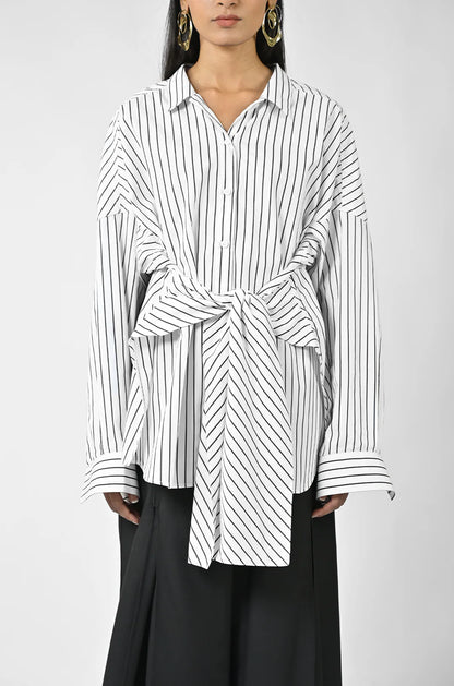 Three Way Pinstriped Shirt - Black and White