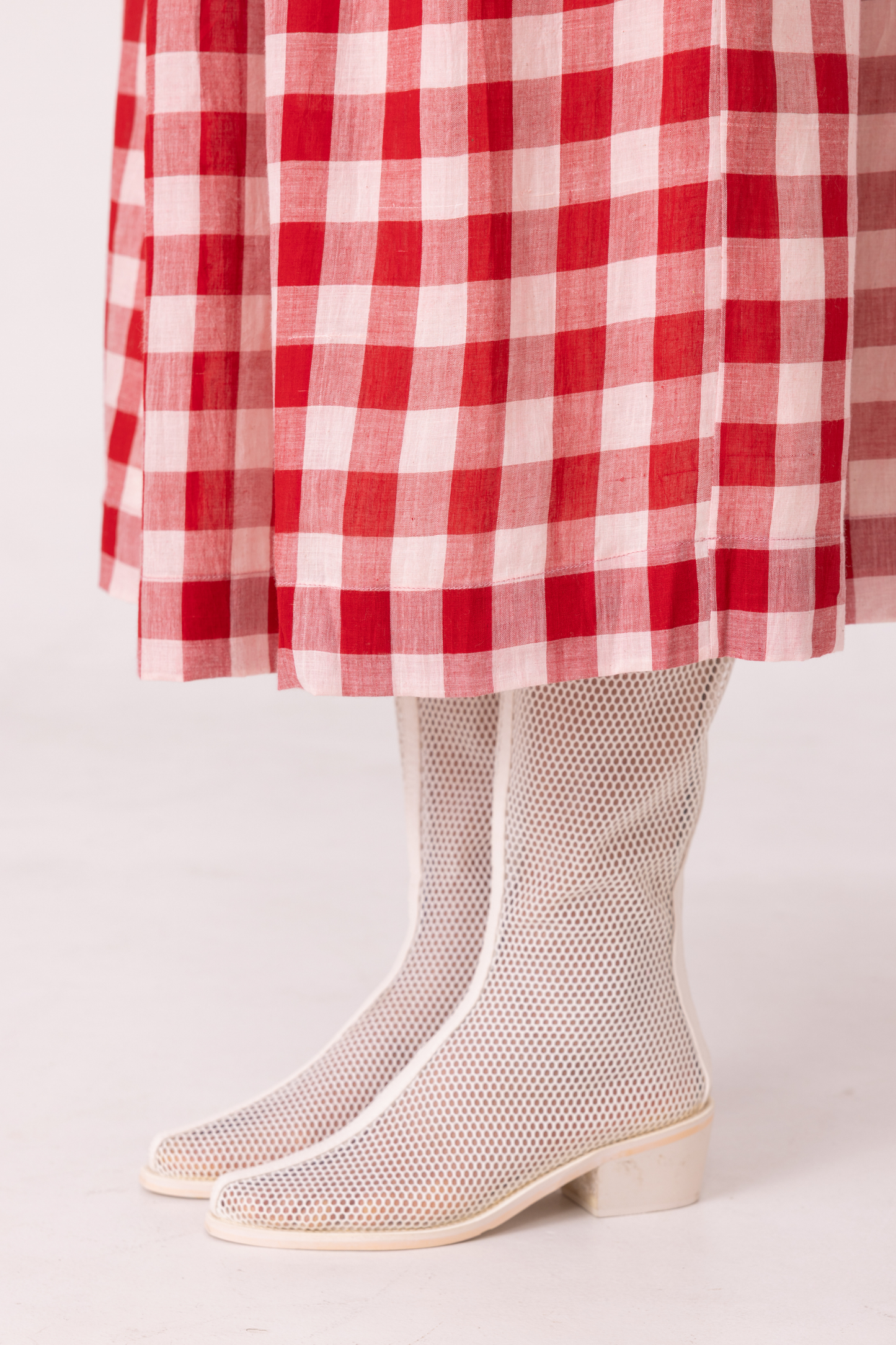 June Red Checkered Handwoven Skirt