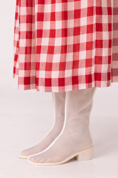 June Red Checkered Handwoven Skirt