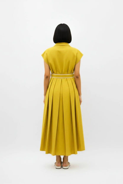 Mango Yellow-Ivory Skater Dress