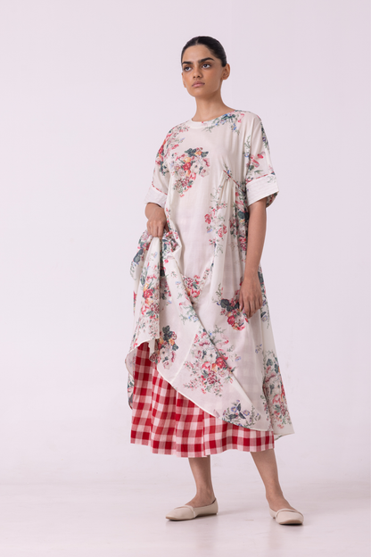 June Red Checkered Handwoven Skirt