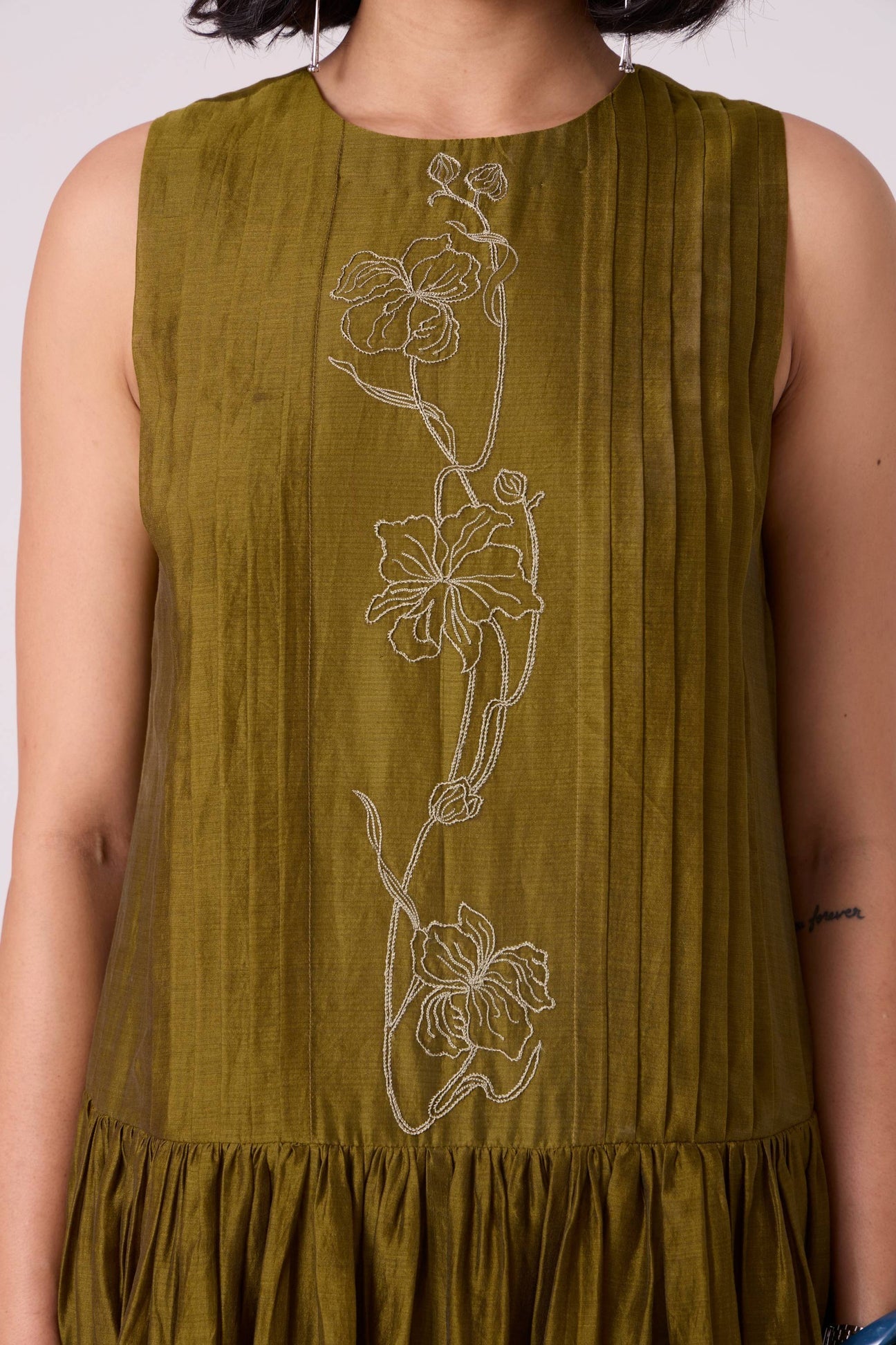 Oleg Green Handwoven Maxi Dress