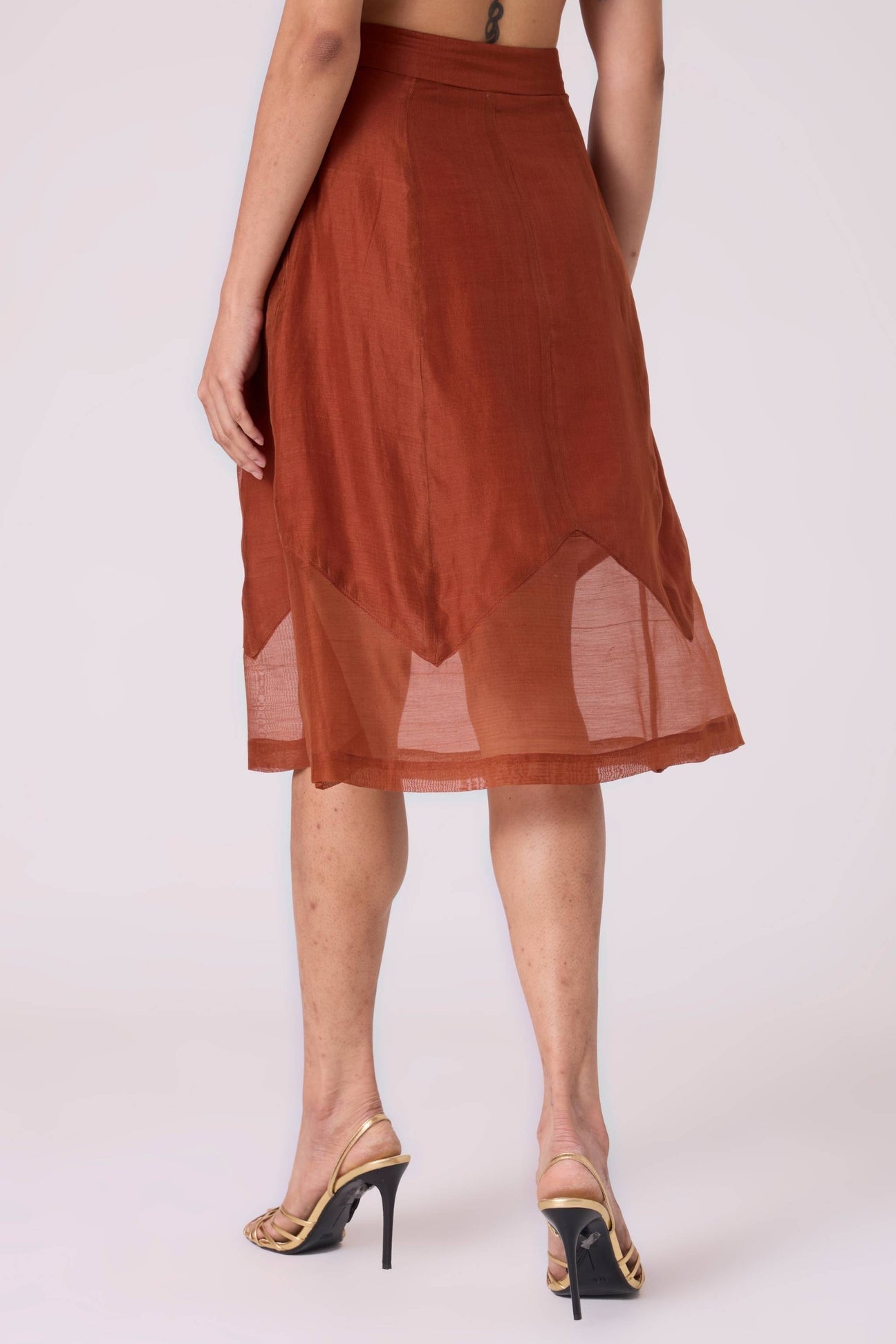 Nadya Copper Handwoven Panelled Dress