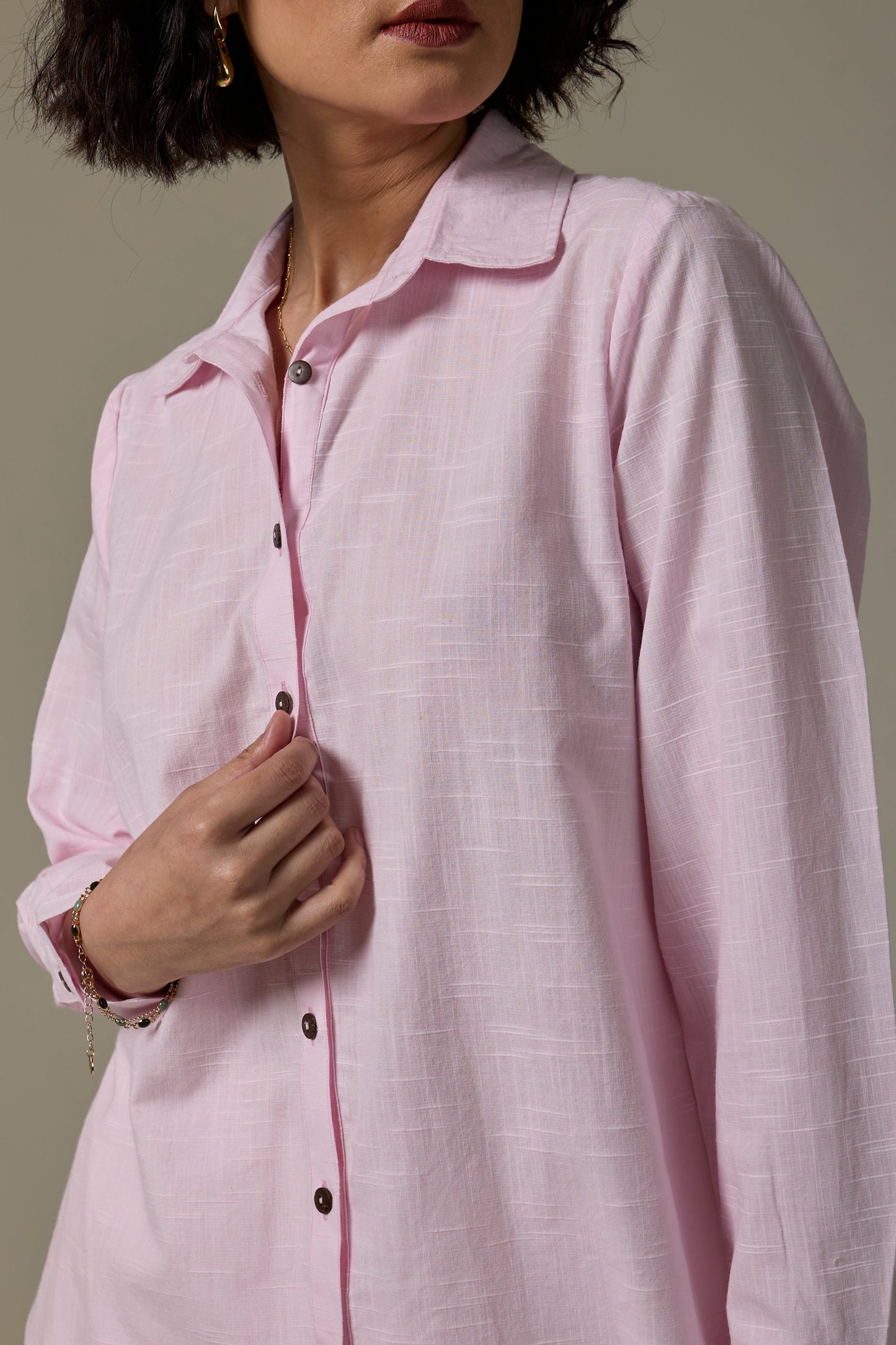 Pearl Pink Cotton Slub Shirt