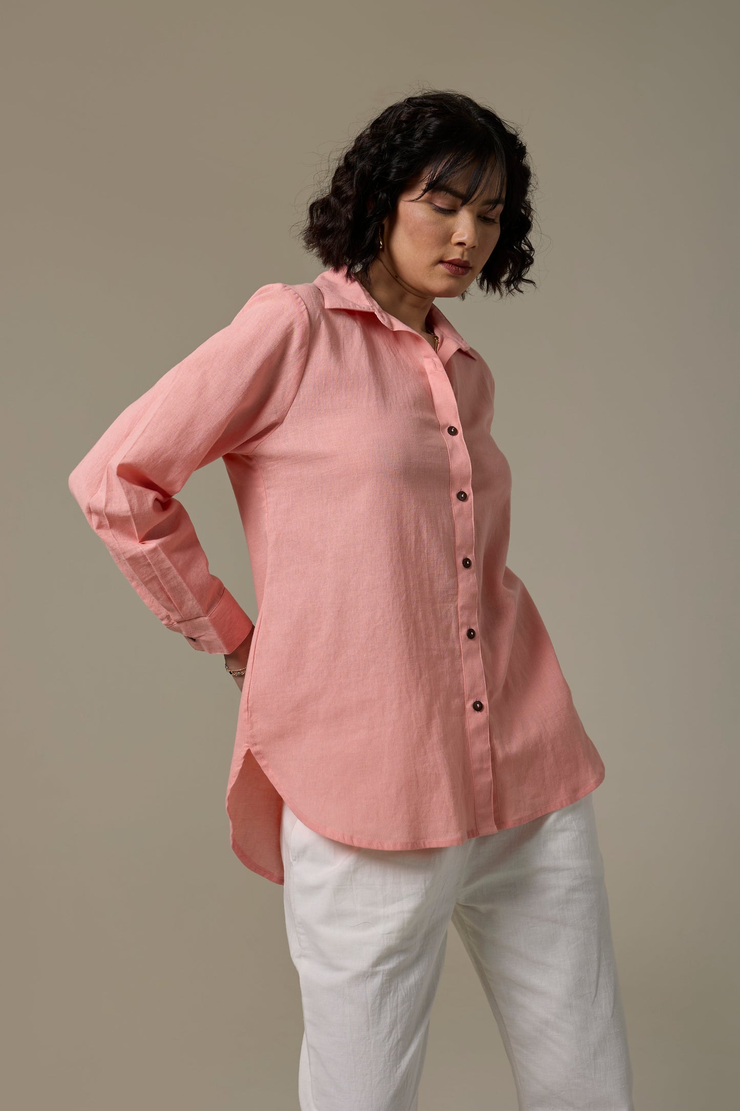 Coral Cotton Linen Shirt