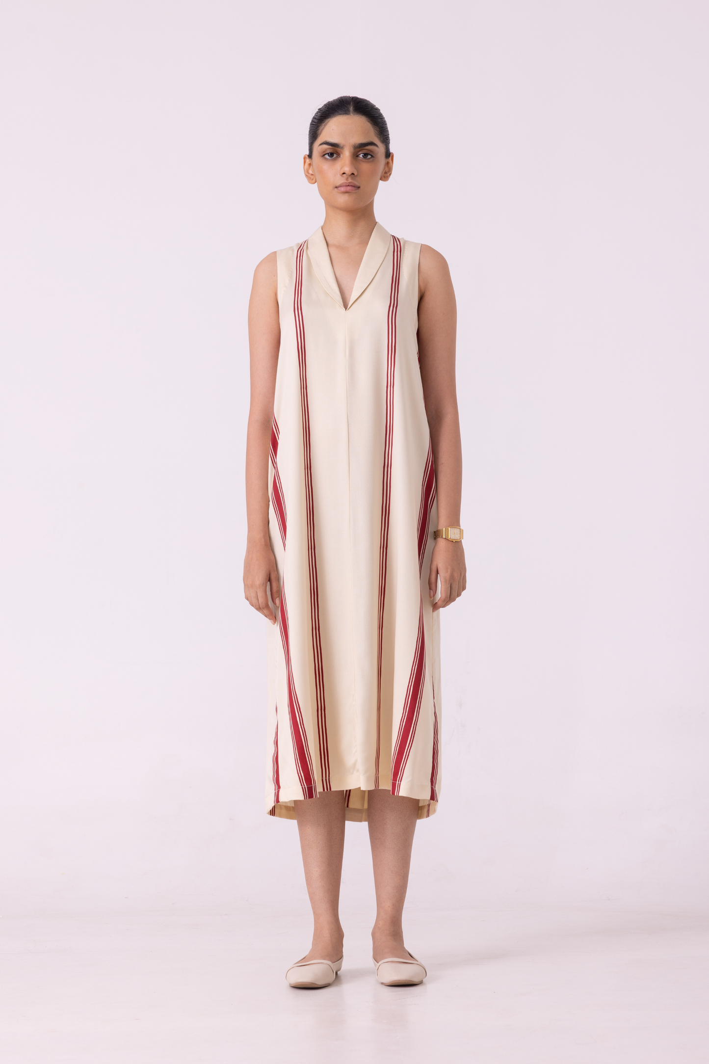 Eileen Red Striped Midi Dress
