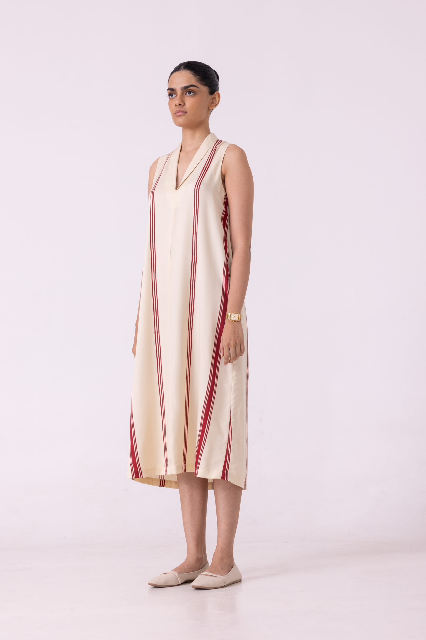 Eileen Red Striped Midi Dress