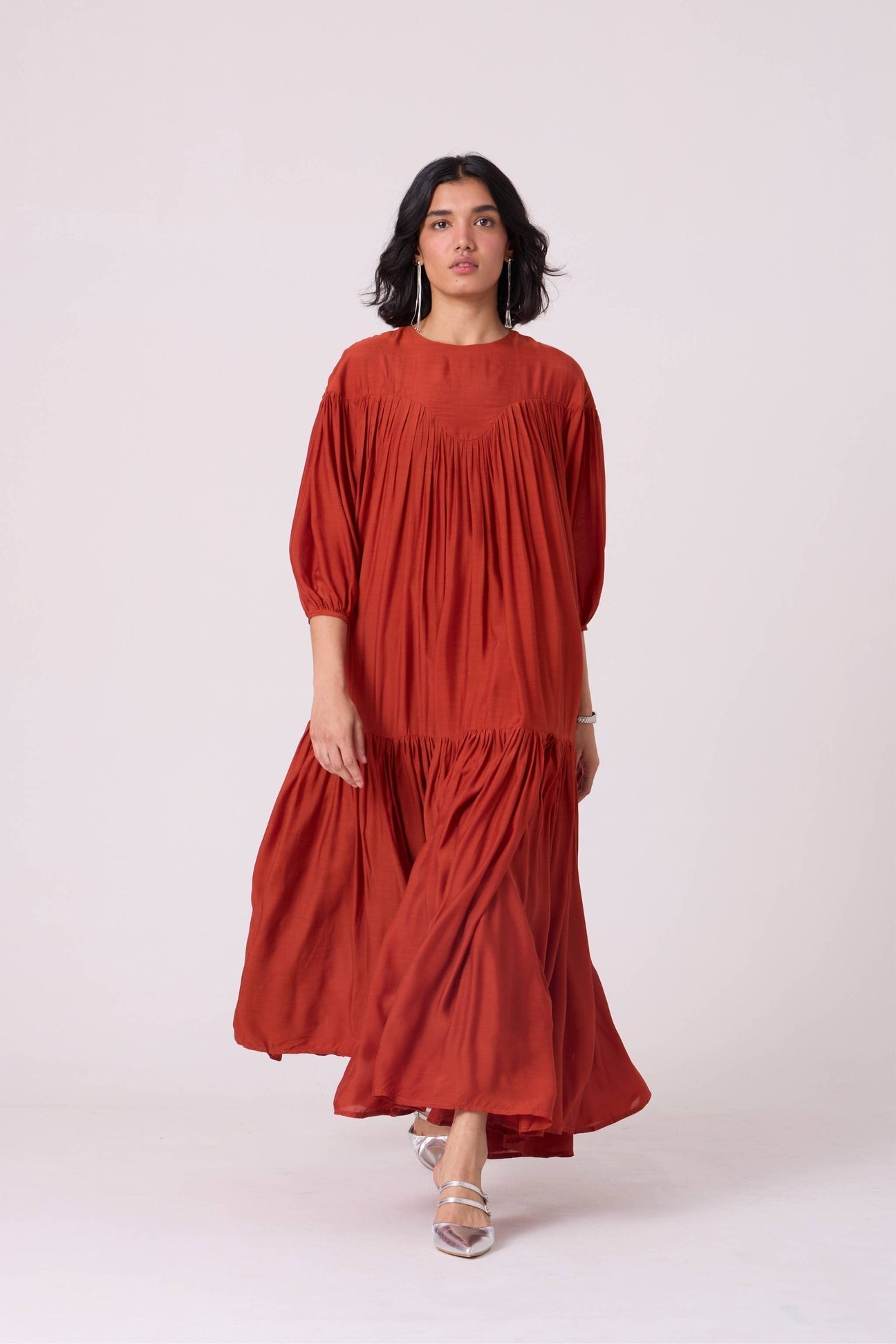 Zorka Rust Cupro Maxi Dress