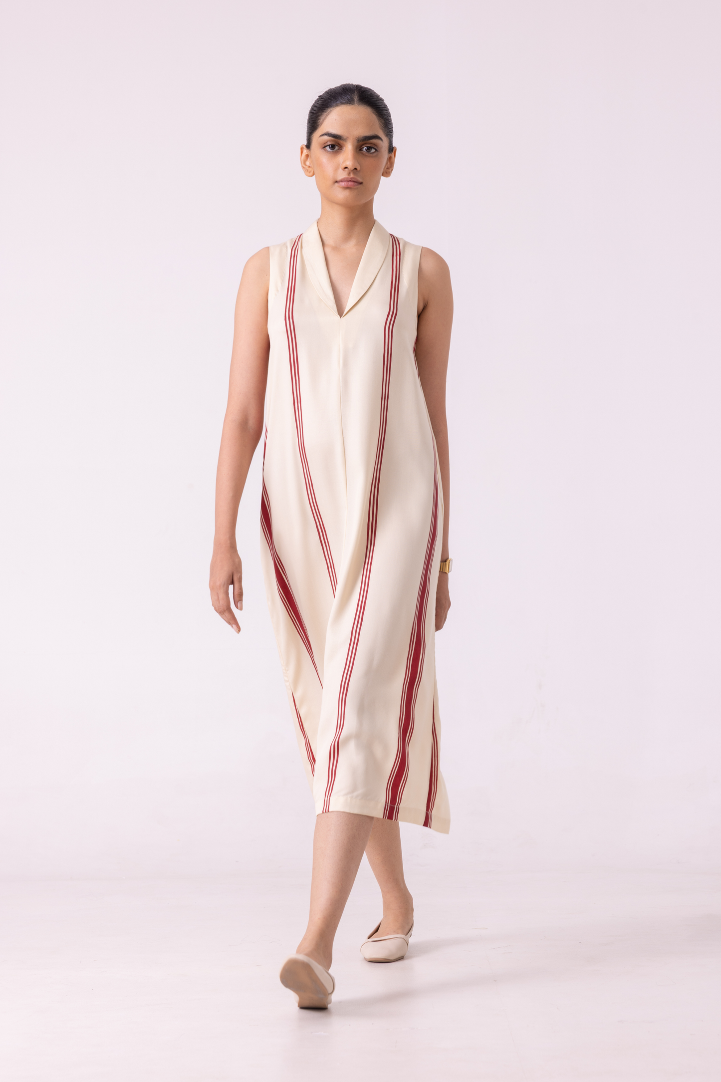 Eileen Red Striped Midi Dress