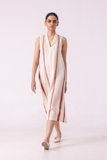 Eileen Red Striped Midi Dress