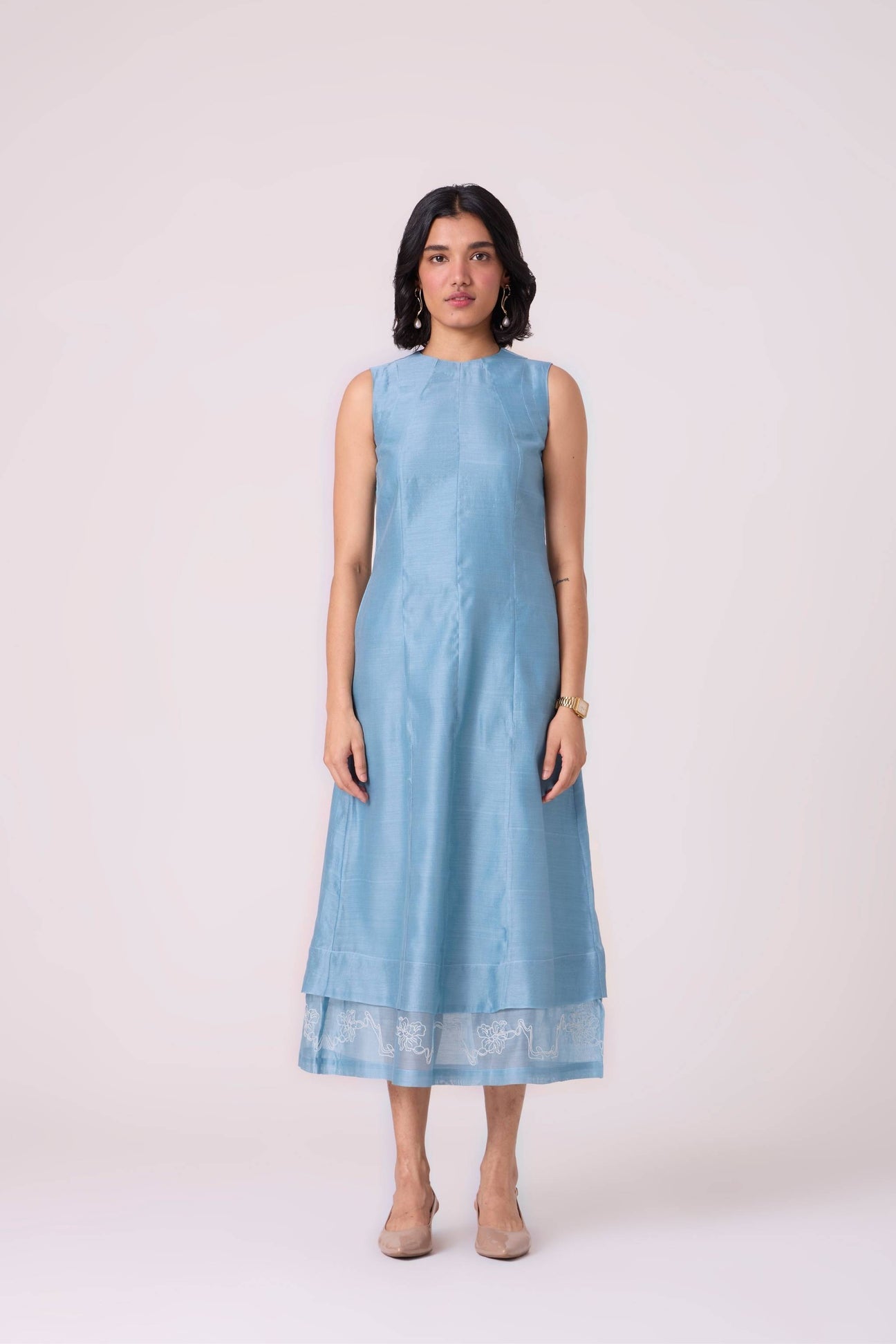 Milena Blue Handwoven Panelled Dress