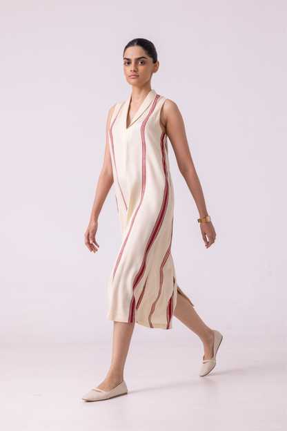 Eileen Red Striped Midi Dress