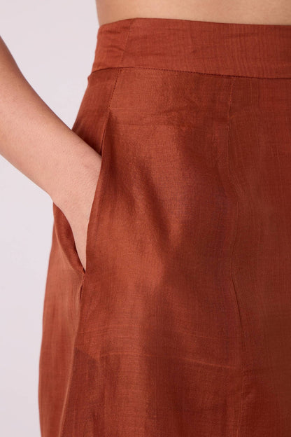 Nadya Copper Handwoven Panelled Dress