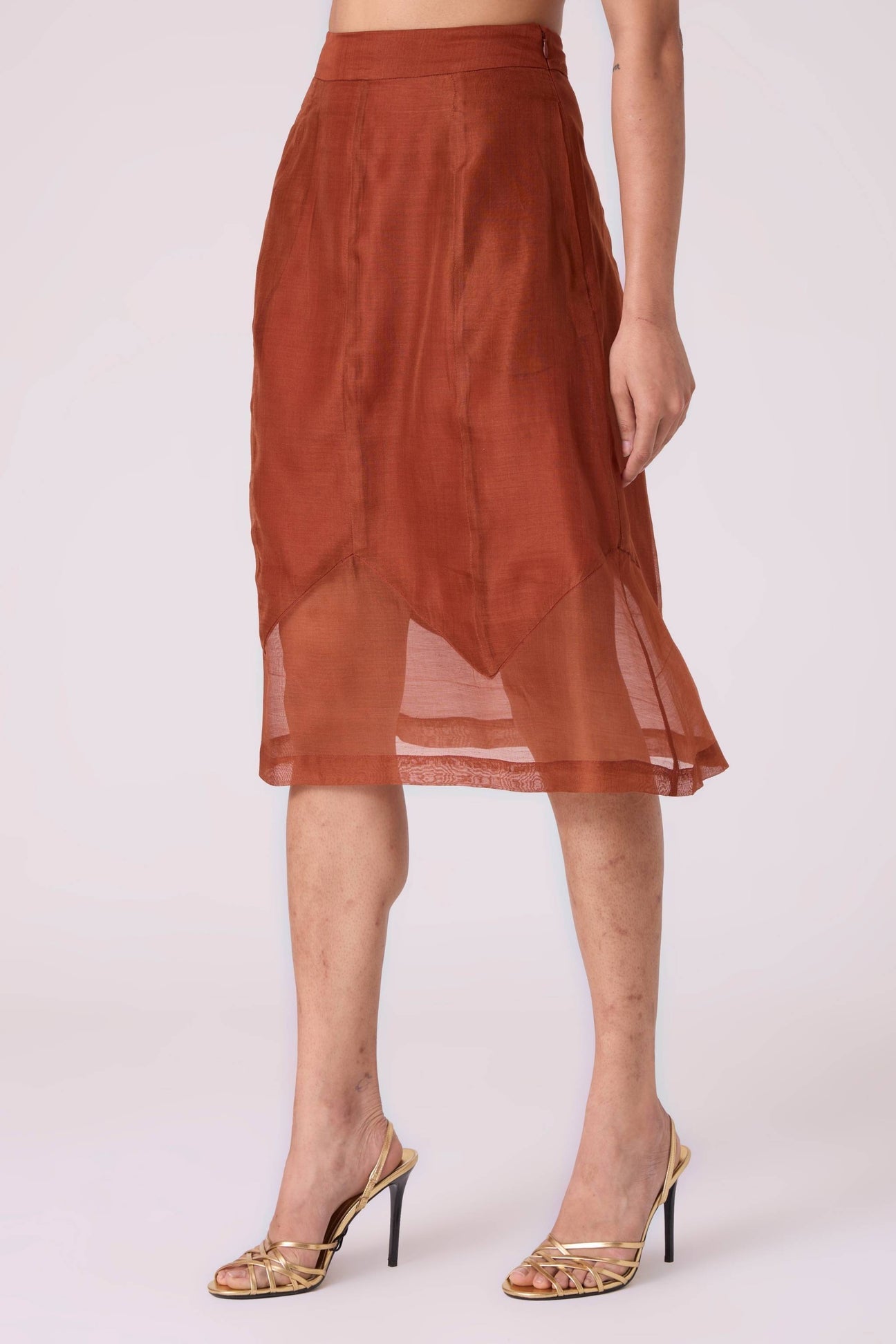 Nadya Copper Handwoven Panelled Dress