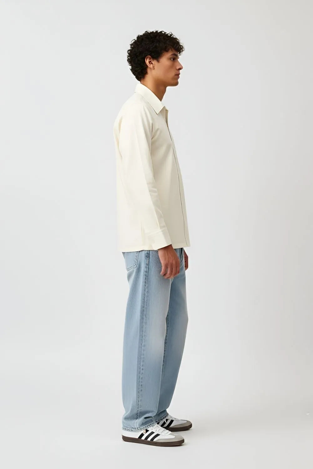 Ivory-Tiffany Blue Zip Shirt