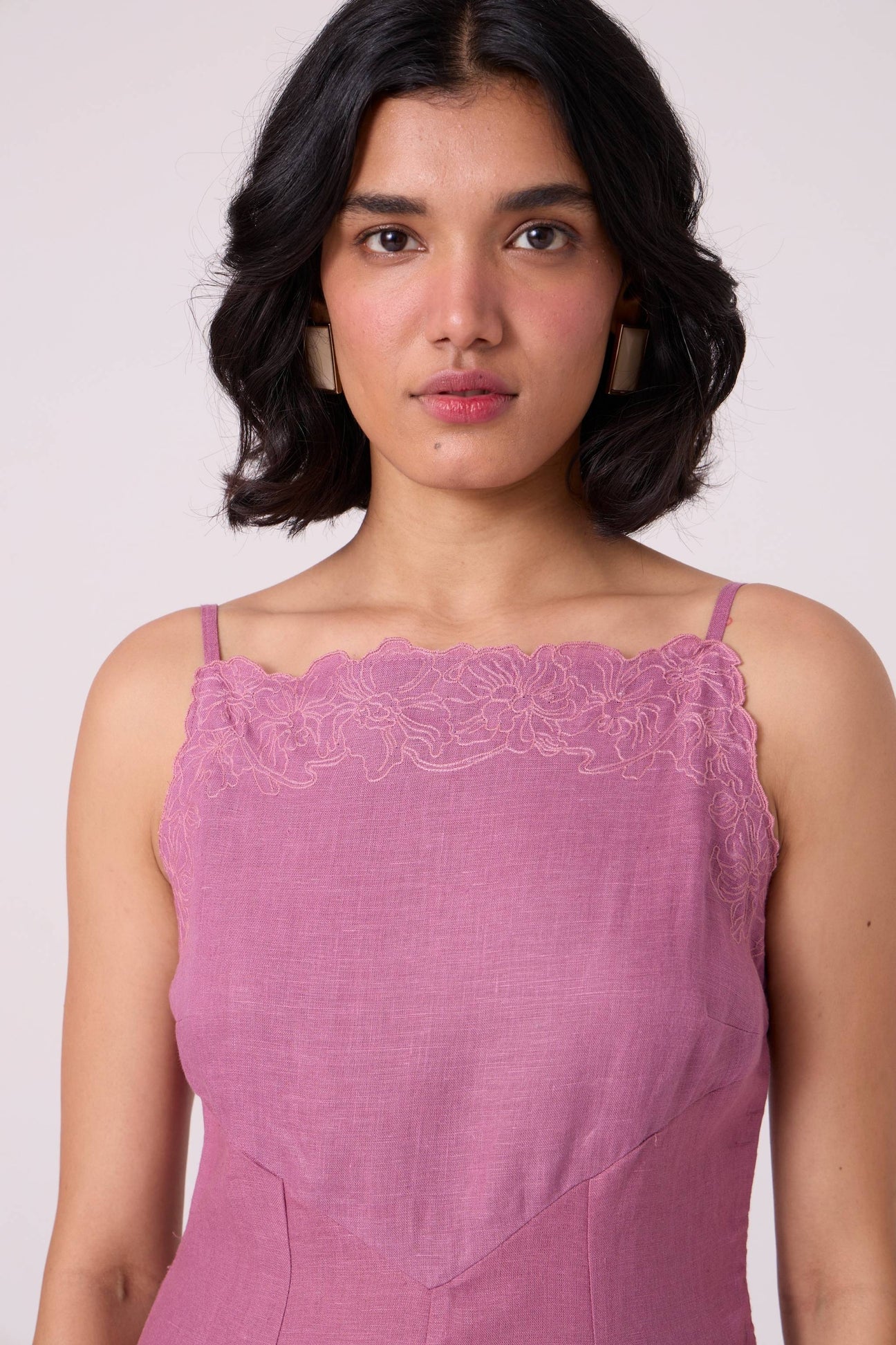 Nimal Lilac Embroidered Dress