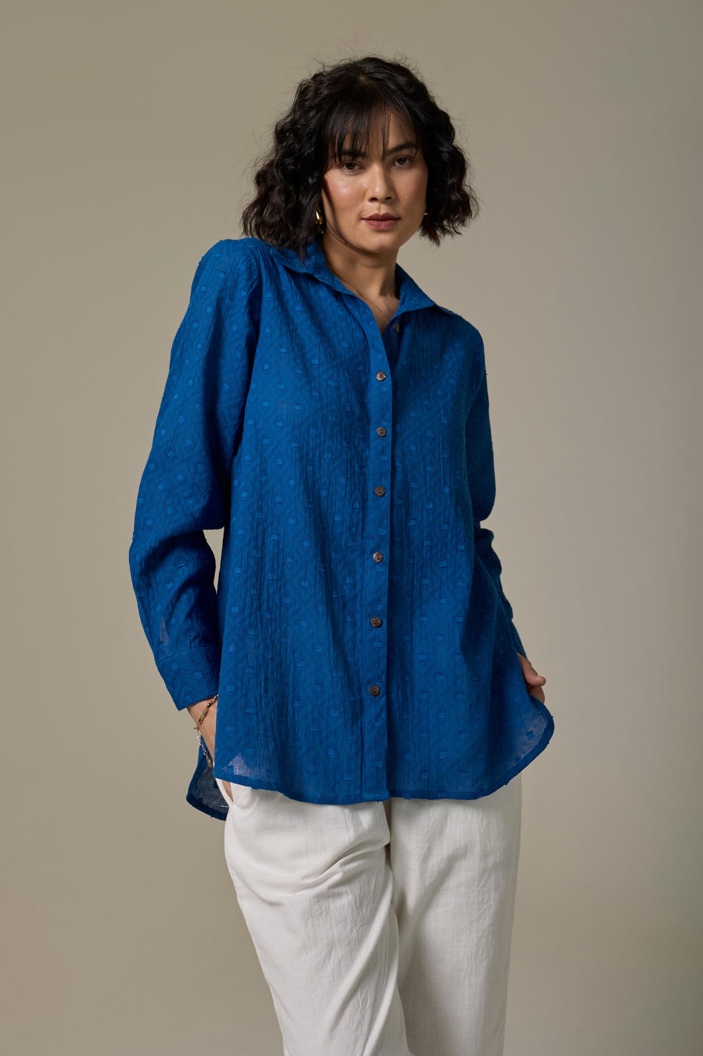Sapphire Cotton Textured Shirt