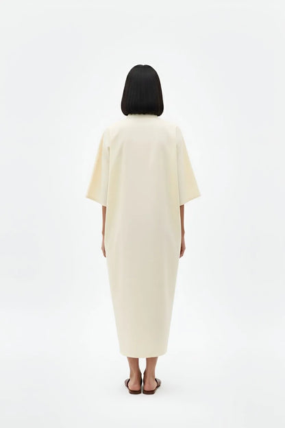 Ivory-Mango Yellow Pintucks Dress