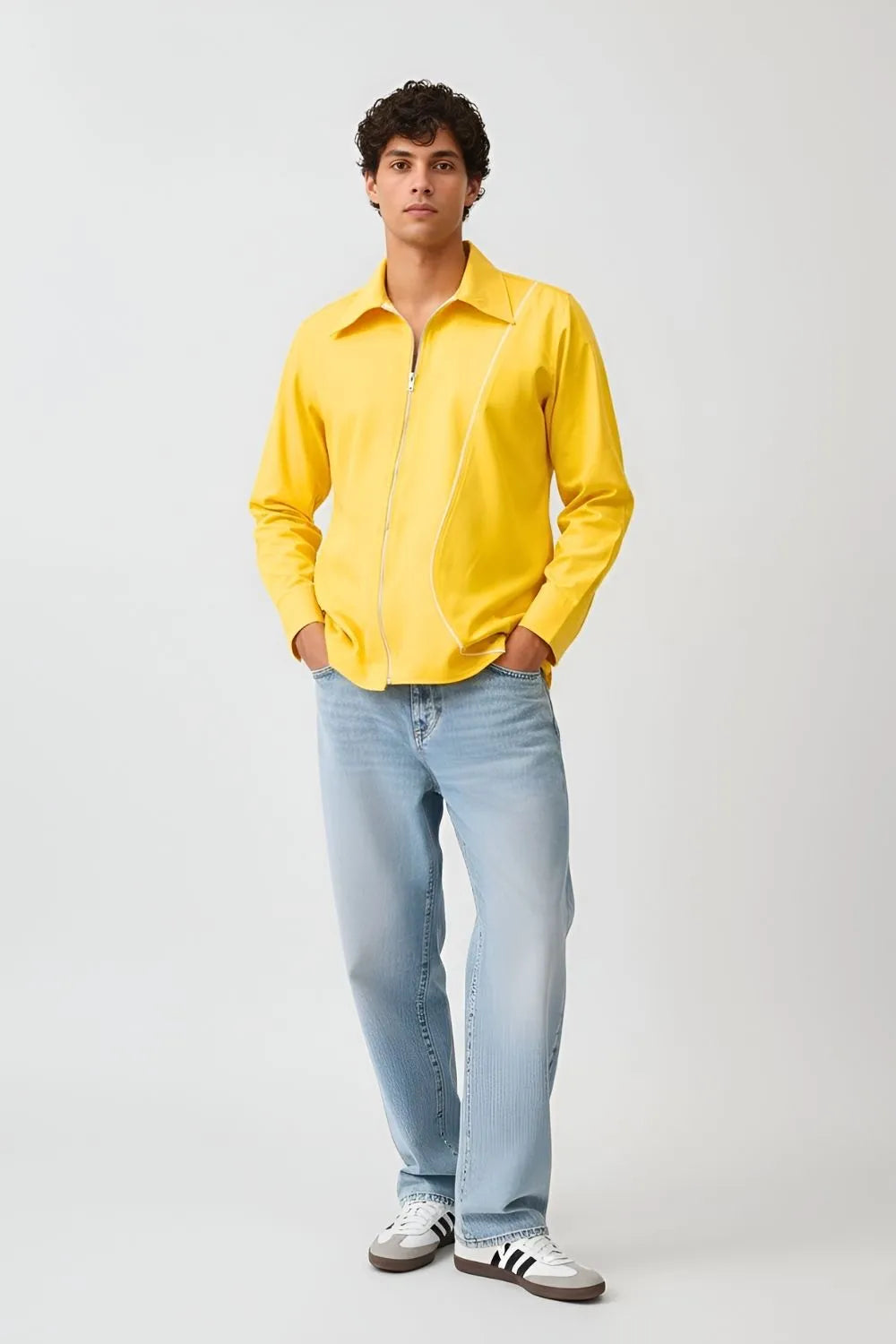 Ivory-Mango Yellow Zip Shirt