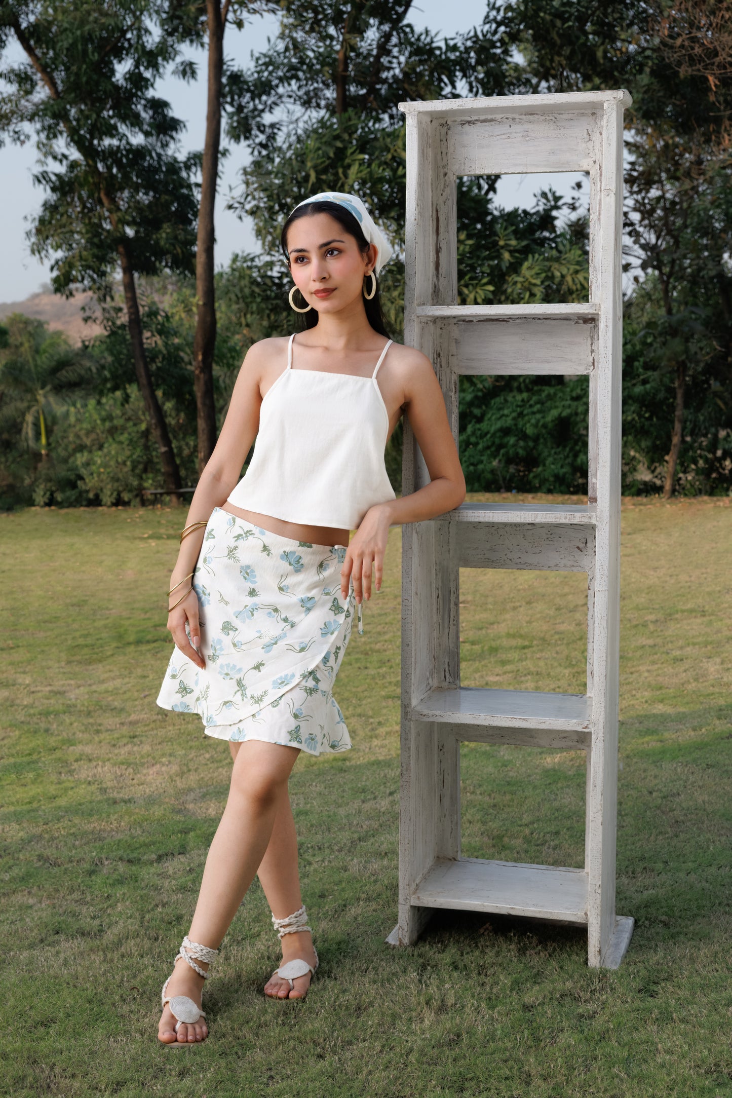 Wrap Around Skirt with Embroidered Ruffle