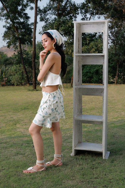 Wrap Around Skirt with Embroidered Ruffle