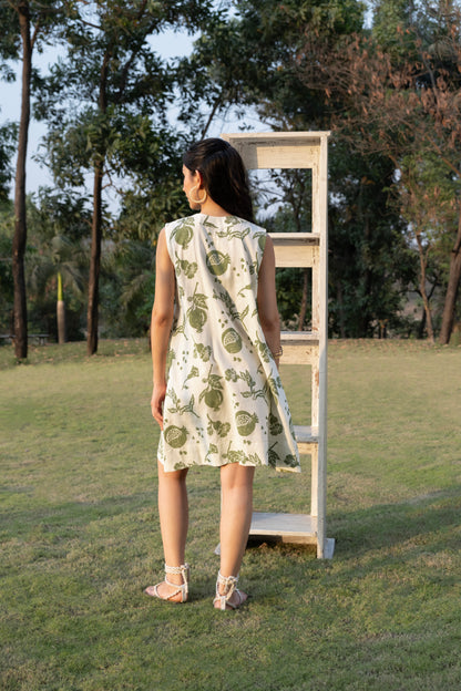 Front Pleated A-Line Short Dress