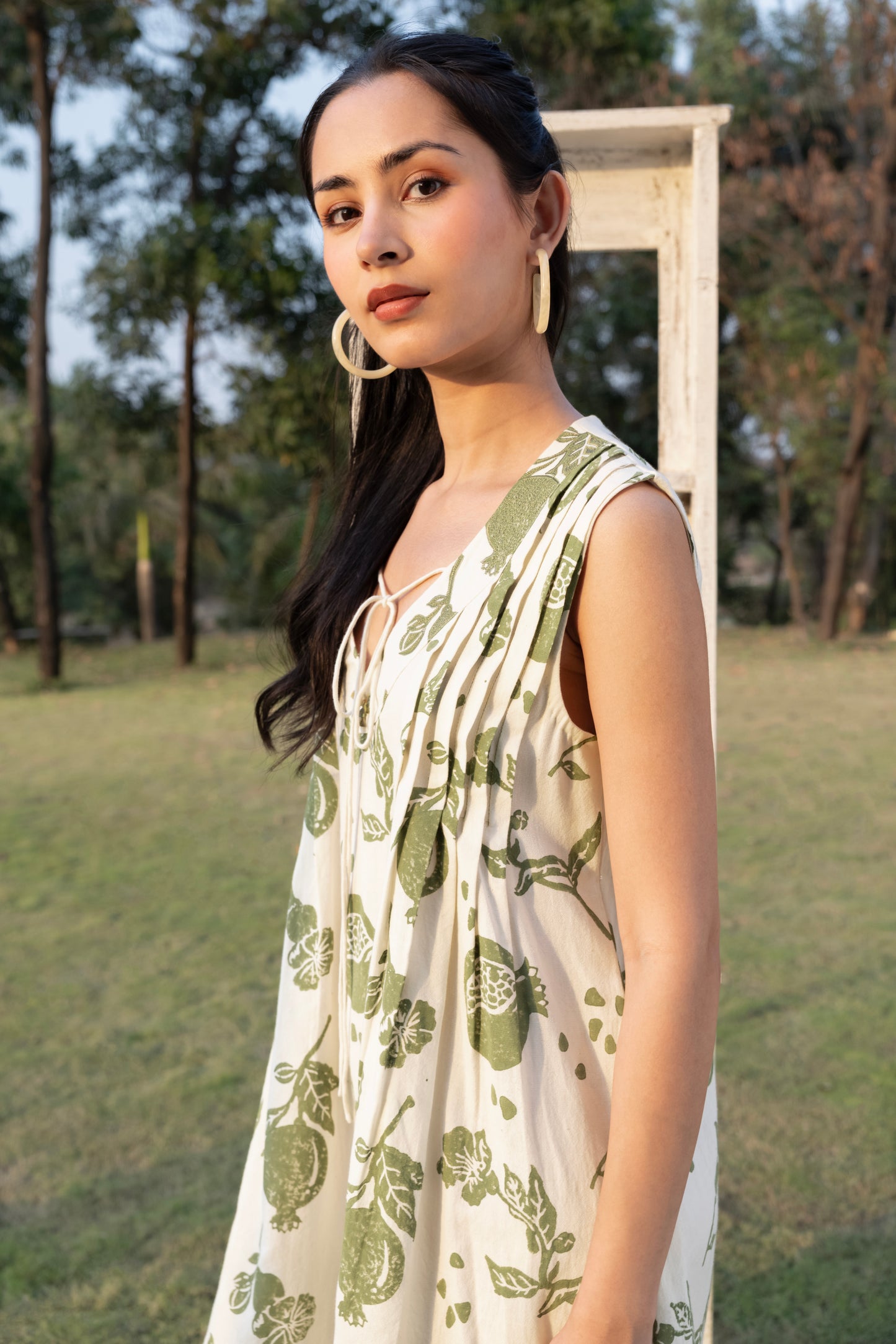 Front Pleated A-Line Short Dress