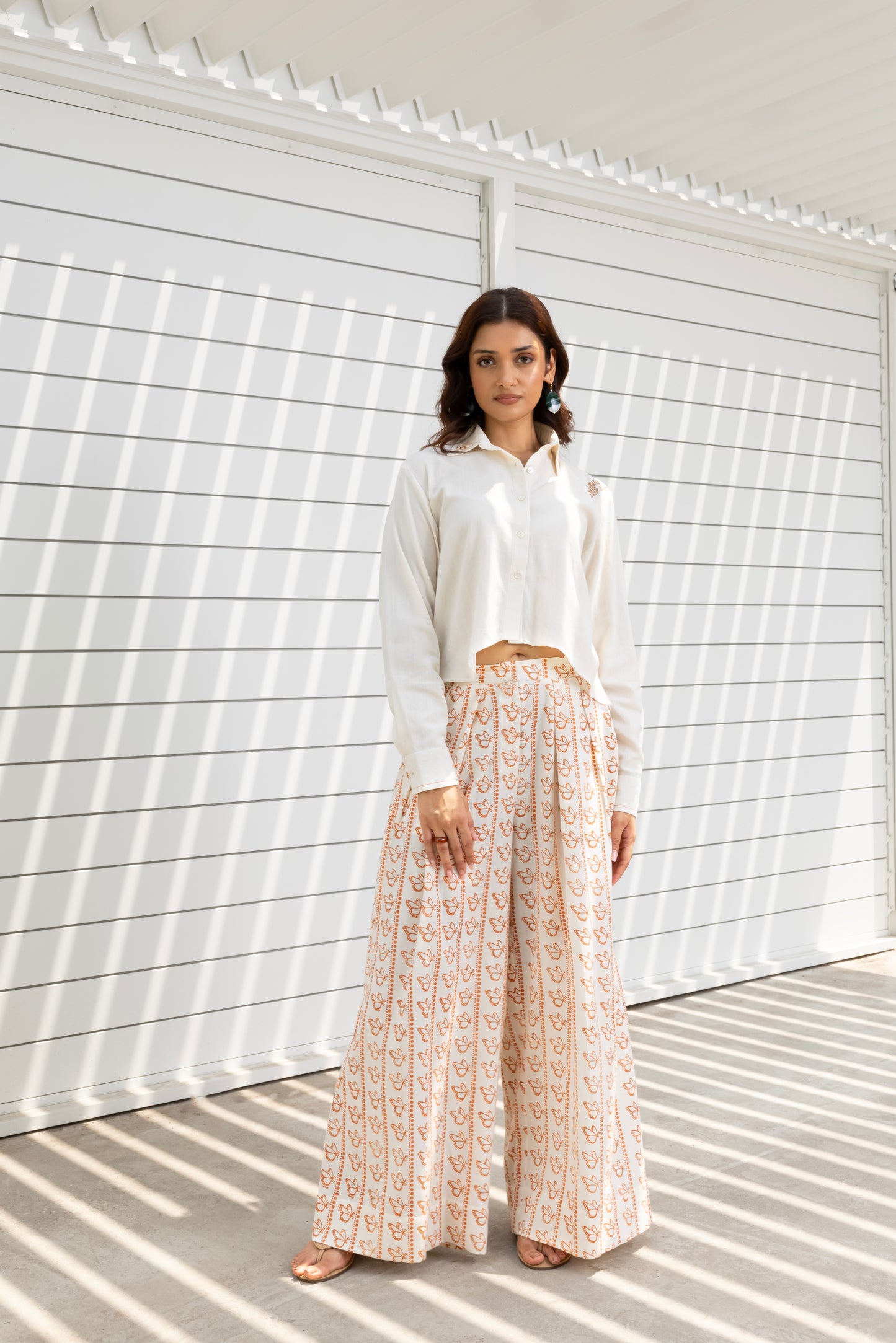 Butterfly Printed Wide-Leg Pants