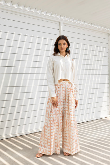 Butterfly Printed Wide-Leg Pants