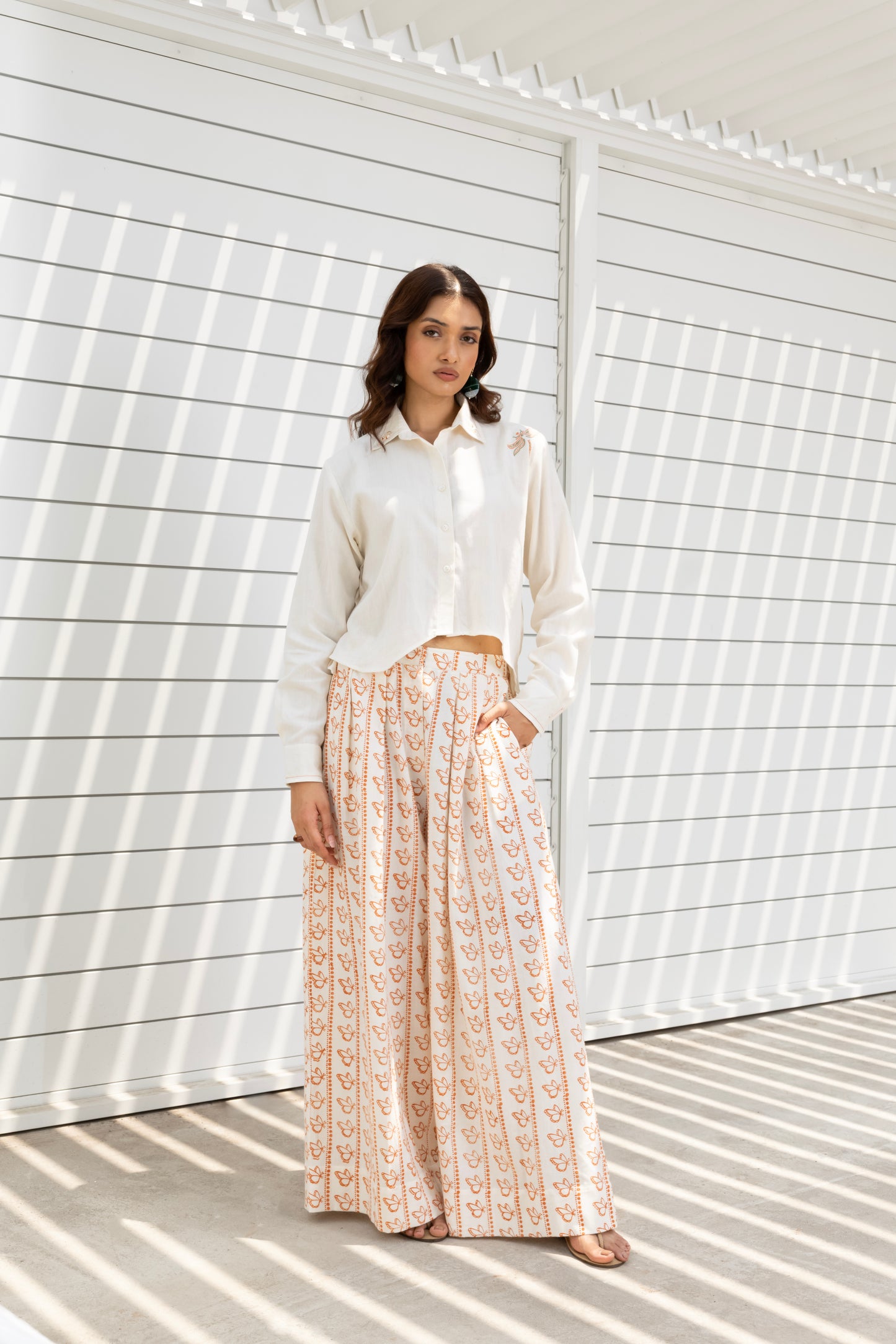 Butterfly Printed Wide-Leg Pants