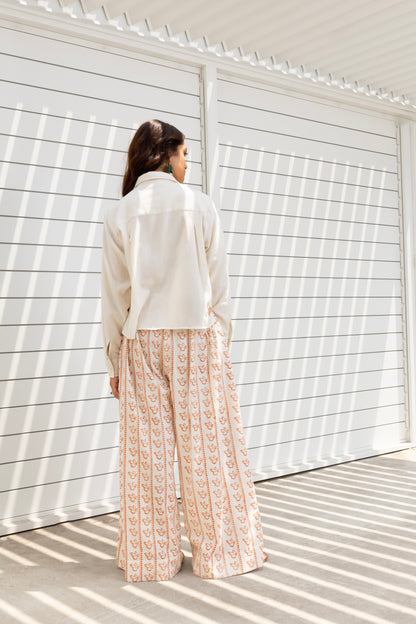 Butterfly Printed Wide-Leg Pants