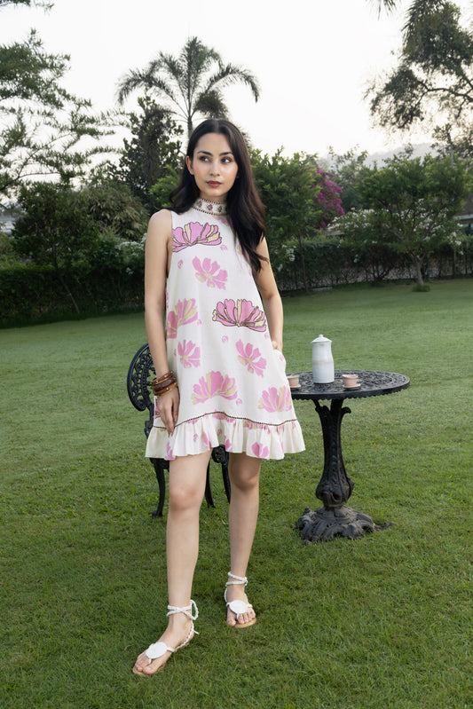 Short Dress with Back Tie-Up