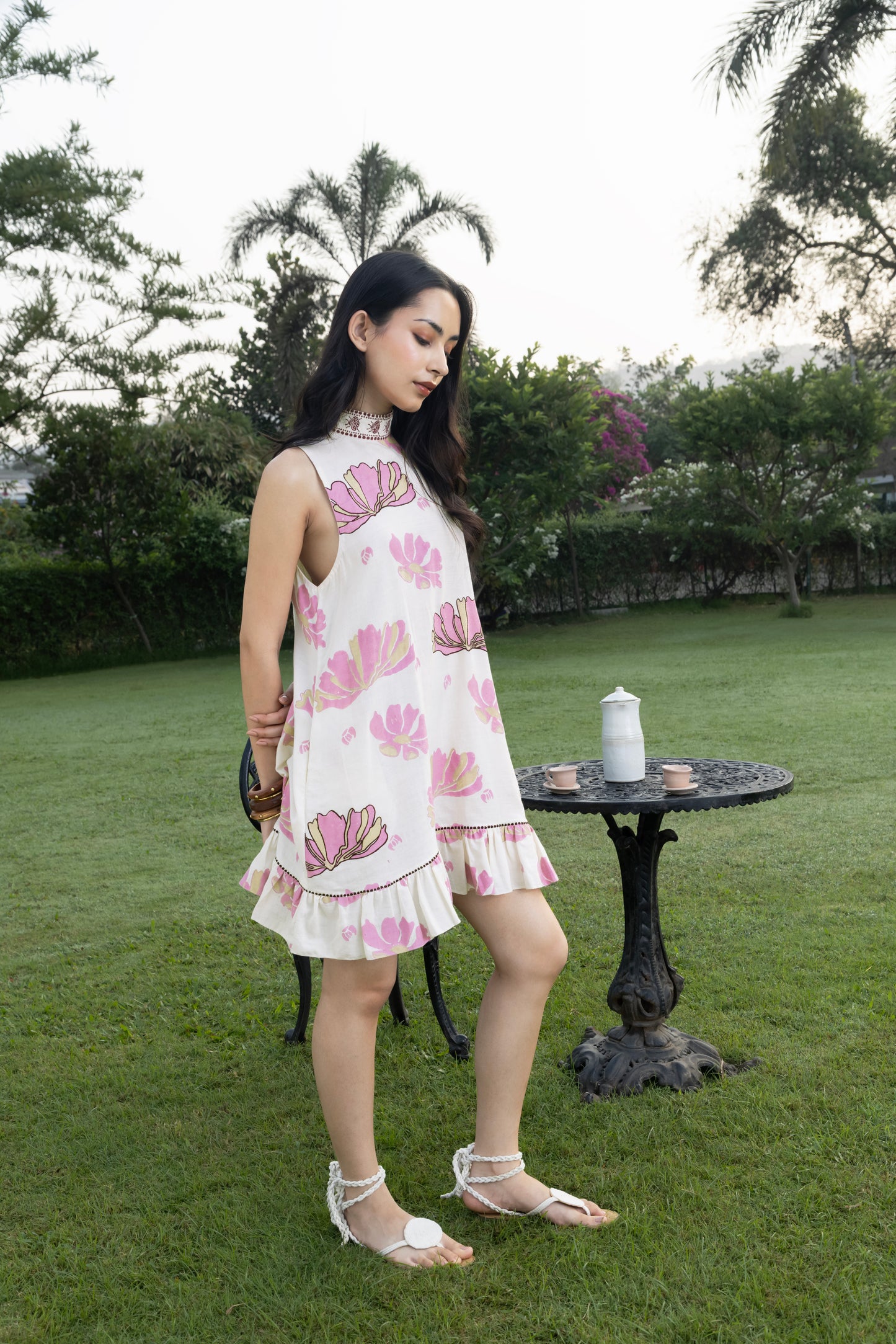 Short Dress with Back Tie-Up