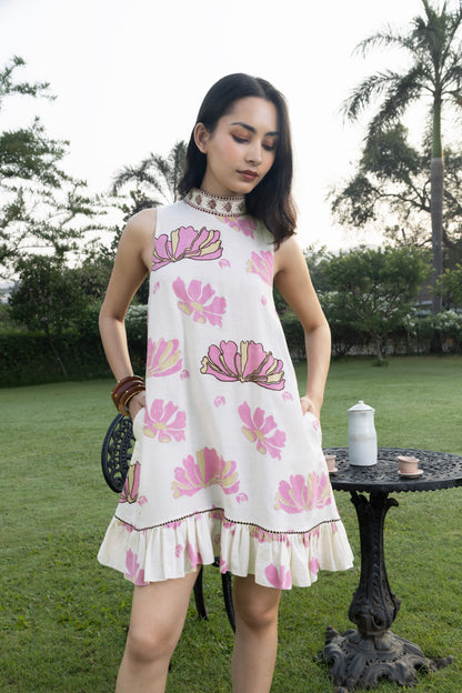 Short Dress with Back Tie-Up