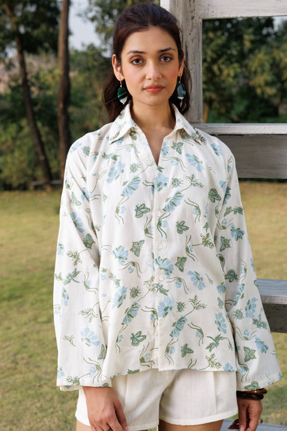 Oversized Embroidered Button-Down Shirt