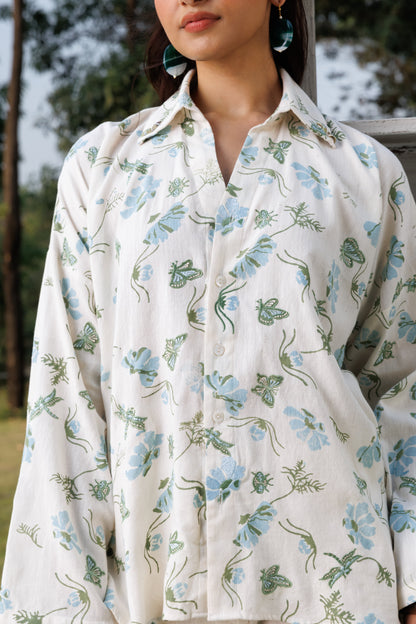 Oversized Embroidered Button-Down Shirt