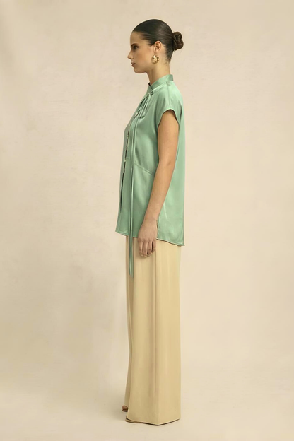 Crew Neck Blouse - Ash Green