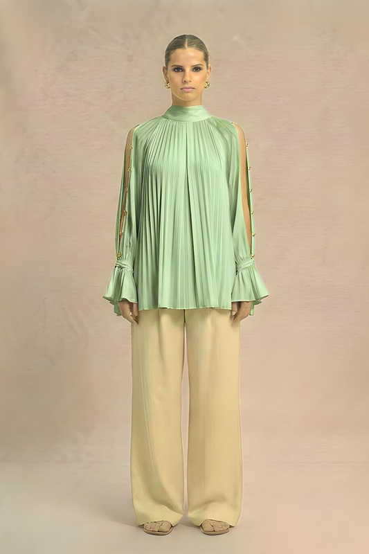 Halter Neck Blouse - Ash Green