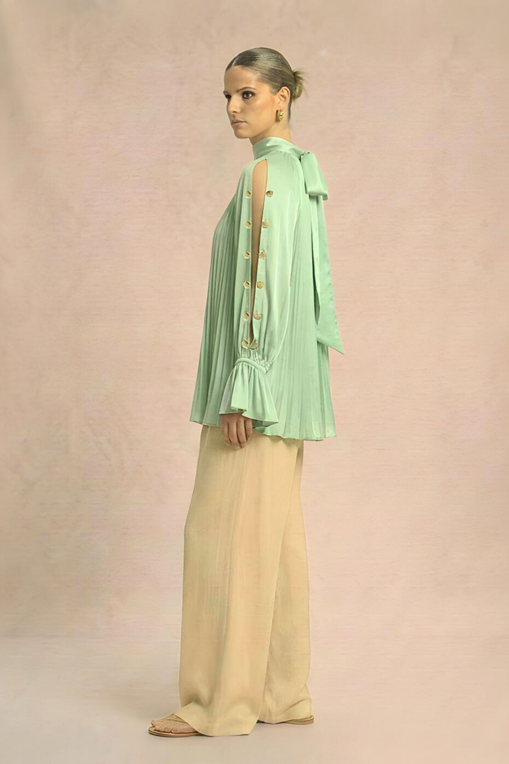 Halter Neck Blouse - Ash Green