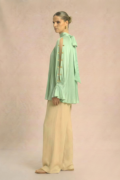 Halter Neck Blouse - Ash Green