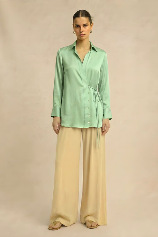 Wrap Blouse - Ash Green