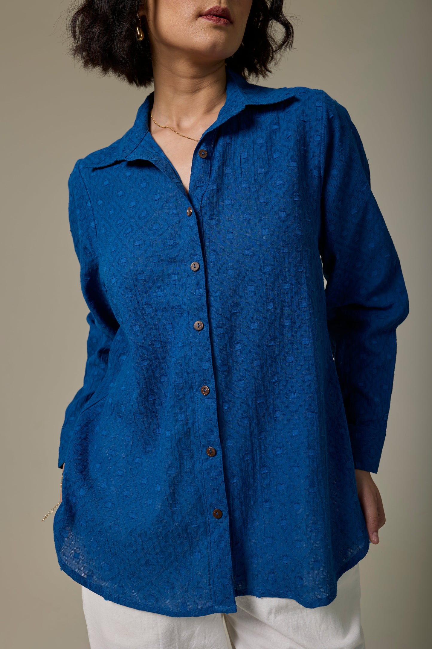 Sapphire Cotton Textured Shirt