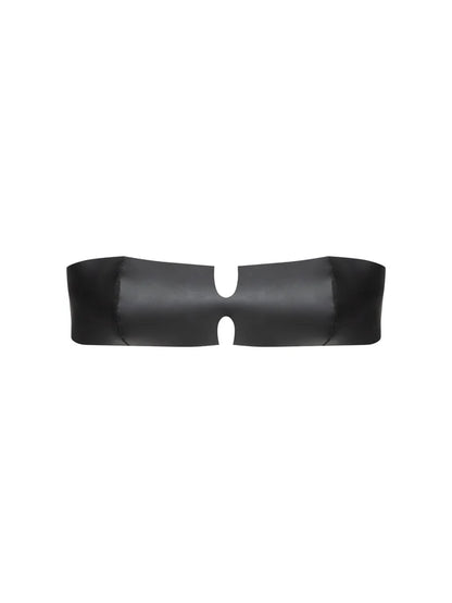 Black rubber strapless bralette