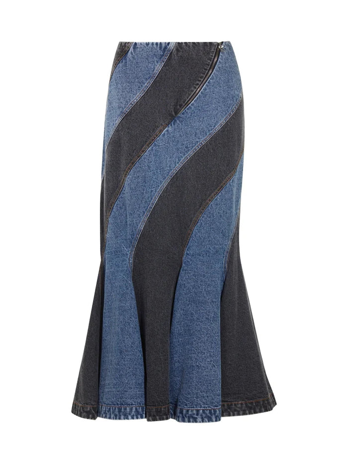 BLACK BLUE MERMAID DENIM SKIRT