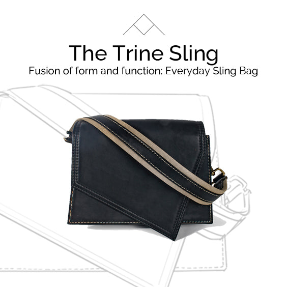 Black sling bag adjustable made with conscious and vegan leather.