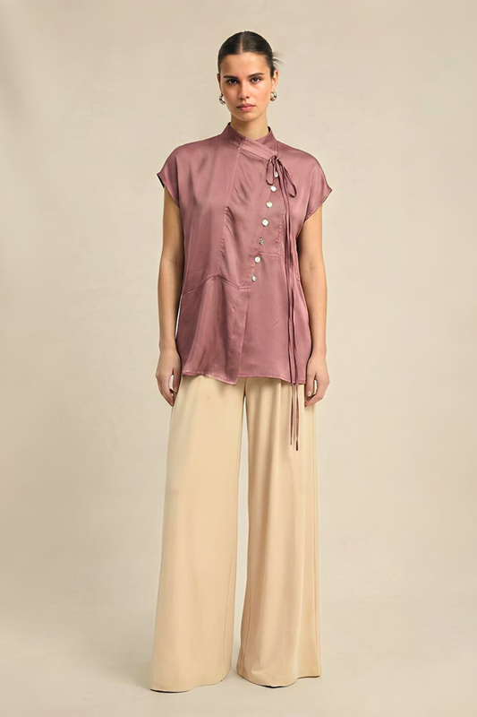Crew Neck Blouse - Brick Red